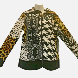 Nwt ONQUE CASUALS boho zipper velvet velour cotton blend TOP JACKET M